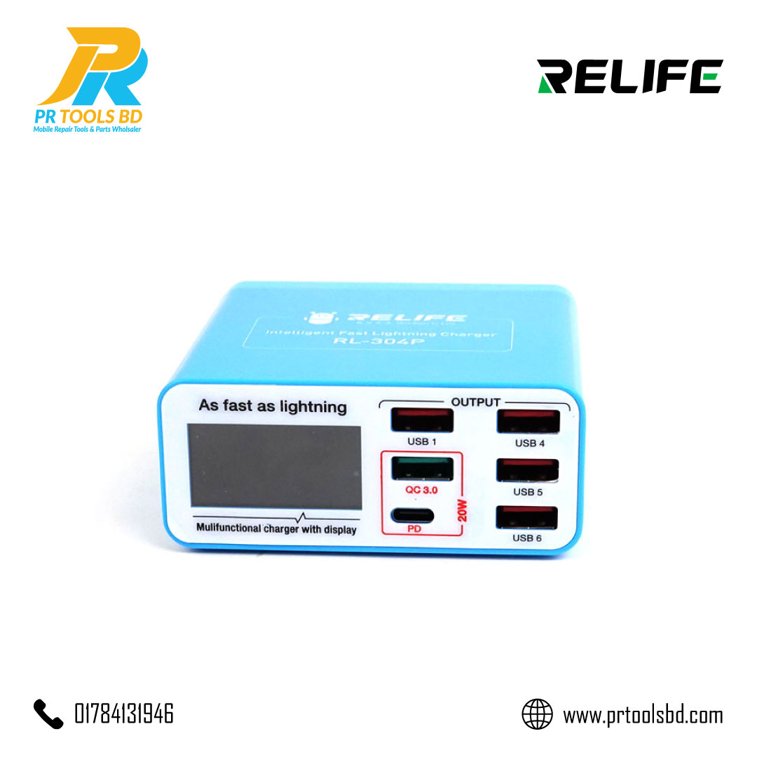 RELIFE RL 304P Smart 6 port digital display lightning charger