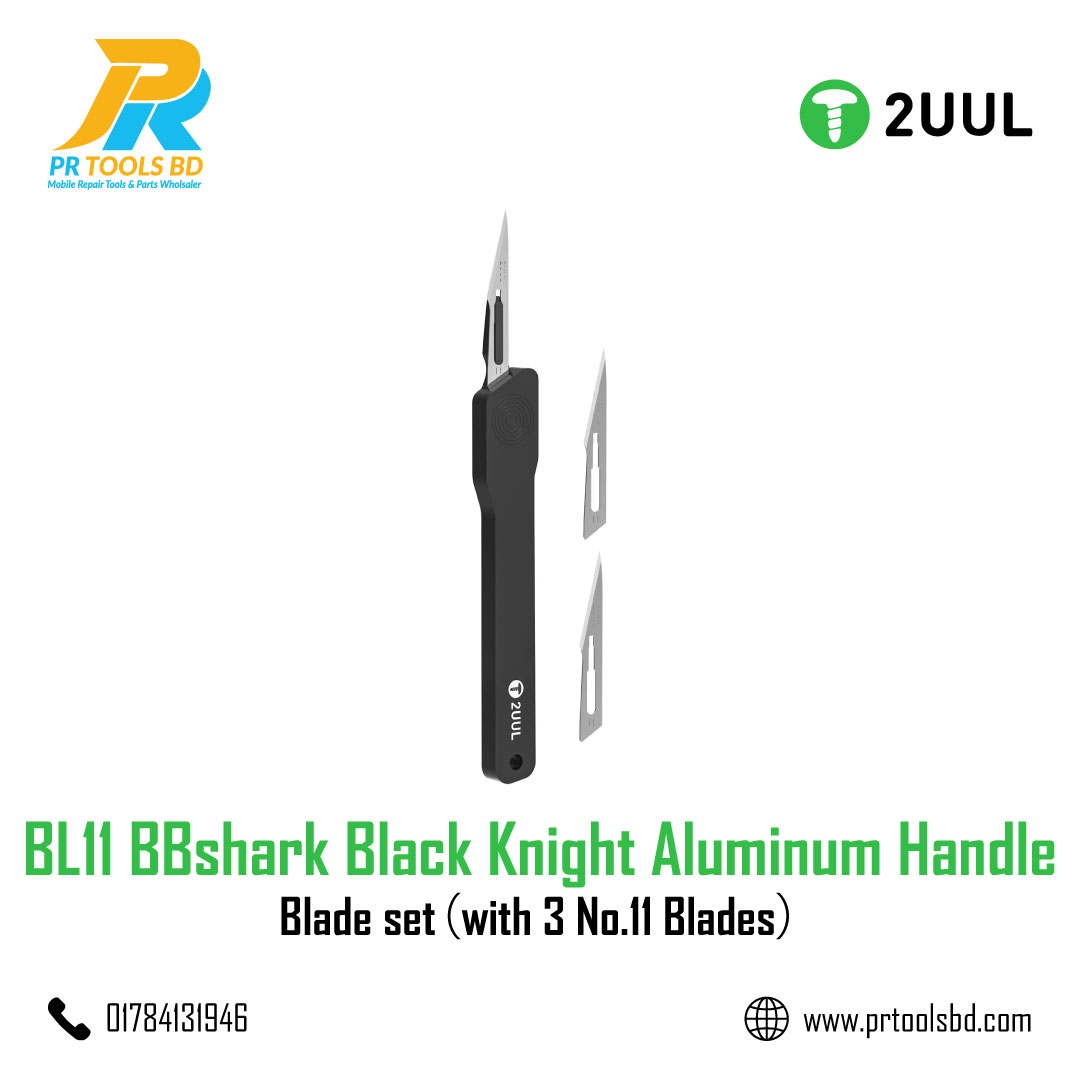 2UUL BL11 BBshark Black Knight Aluminum Handle Blade set（with 3 No.11 Blades）