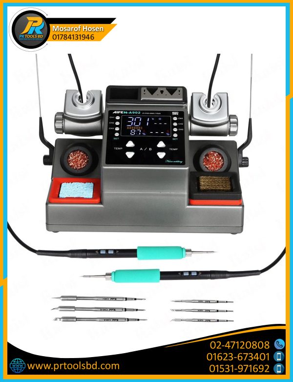 AIFEN-A902 Intelligent Double Welding Station With C210/C115 Electric Soldering Iron Station for Phone PCB Repair