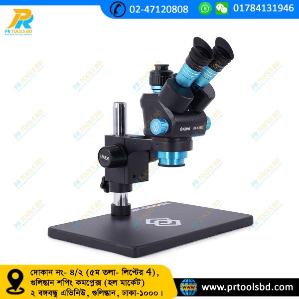KIWI 6558X Trinocular Microscope with Large Base 6.5-58 Zoom Ultra HD মাইক্রস্কুপ - Image 3