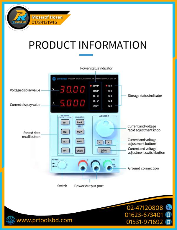 SUNSHINE SS-3005A Programmable DC Power Supply - Image 2