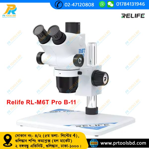 RELIFE RL-M6T Pro-B11 Trinocular HD stereo microscope 6.5~65x continuous zoom - Image 2