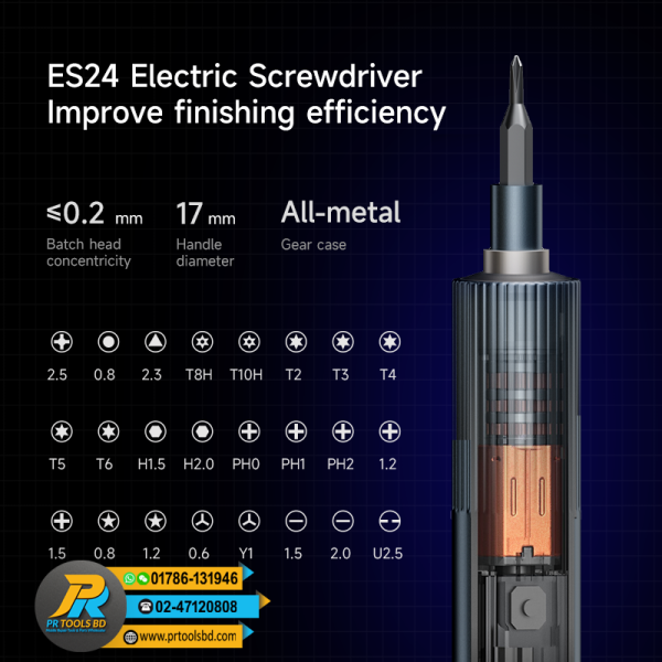 XZZ ES24 Industrial Grade Dual Torque Adjustable Electric Screwdriver with 24 Diamond Bits - Image 2