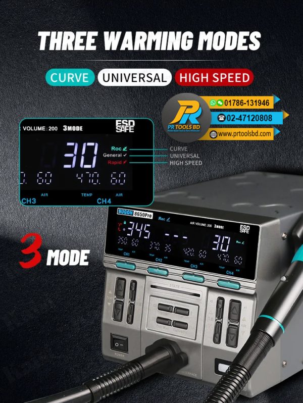 SUGON 8650pro hot air gun curve working mode digital display intelligent hot air desoldering station BGA PCB chip repair tool - Image 3