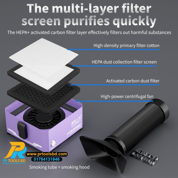 Lanrui L03 Powerful Desktop Smoke Purifier for PCB Soldering Repair - Image 2