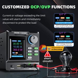KIWI KT-3010PM 30V 10A DC regulated power supply 4 sets of storage panel lock output switch USB 5V2A encoder adjustment color LCD digital display